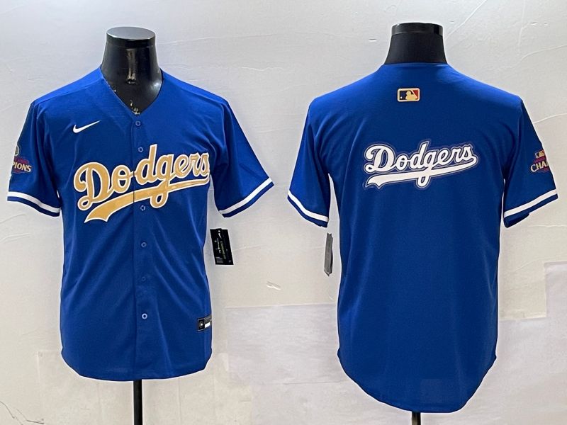 Men Los Angeles Dodgers Blank Blue Champion gold character 2025 Nike MLB Jersey style 13